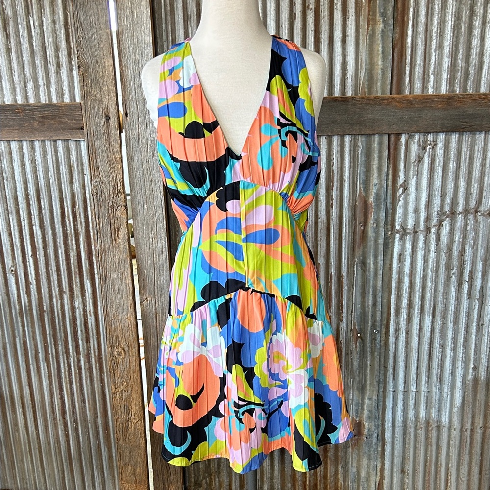 CIEBON Retro Look Halter Top Mini Dress